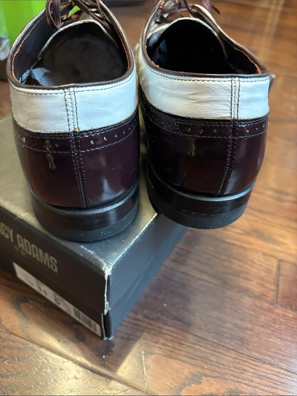 Stacy Adams Dayton Burgundy and White Two-Tone Wingtip Oxfords